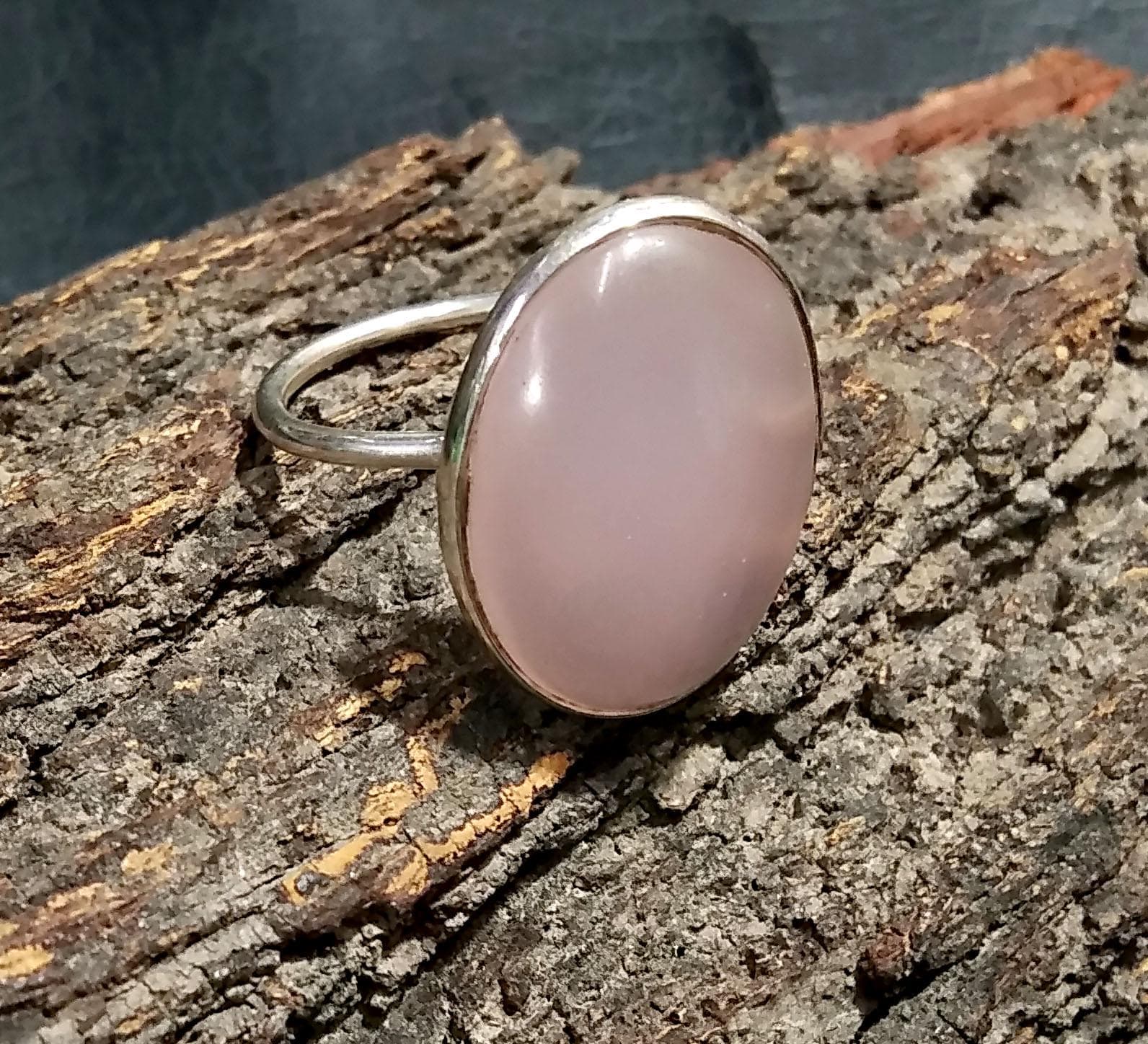 Rose Quartz  Gemstone Ring, 925 Sterling Silver Ring, Natural Rose Quartz Stone Size 21x16mm Handmade Statement Gift Birthday Ring